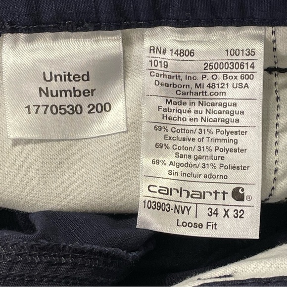 CARHARTT Loose Fit Force Broxton Cargo Pant in Navy - Picture 8 of 9